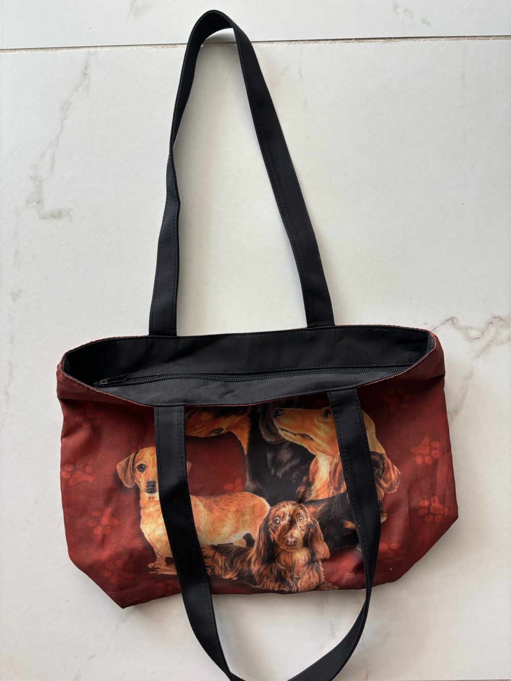 Canvas Dog Print Tote Bag